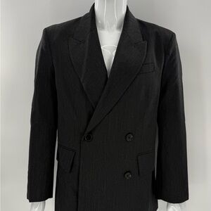 AGOLDE Double Breasted Blazer Charcoal Grey Mens Size S NWT